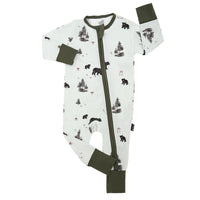 Sleeper with fold-over cuffs - Black Bears