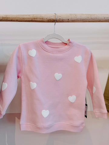 "All Over Heart" Kids Classic Crew - Bubble Gum