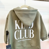 "Kind Club" Kids Big Sister Hoodie - Olive