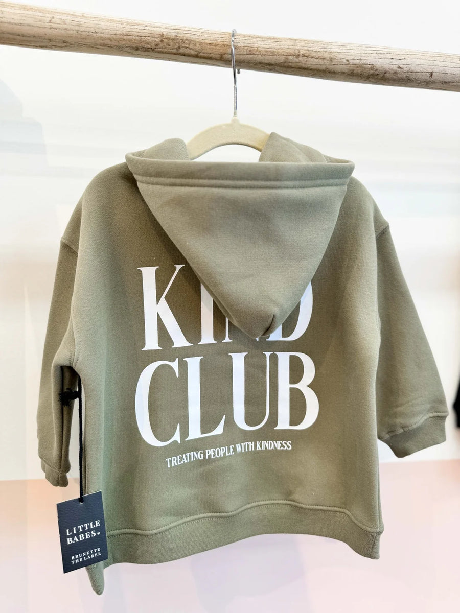 "Kind Club" Kids Big Sister Hoodie - Olive