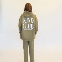 "Kind Club" Kids Big Sister Hoodie - Olive