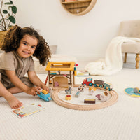 Farm Play World with Wooden Train Tracks