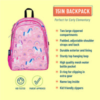 Rainbow Unicorns 15 Inch Backpack