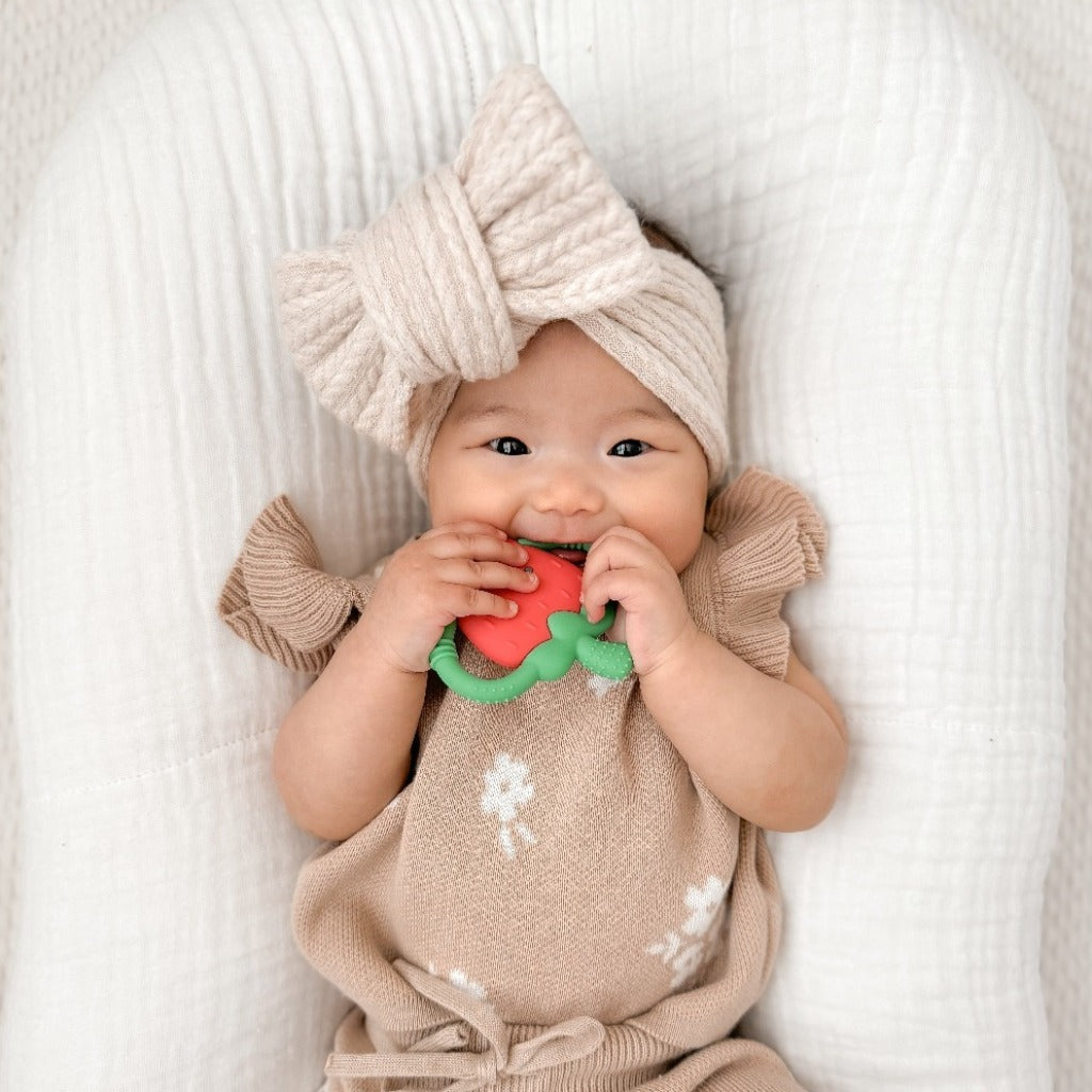 Chew Crew™ Silicone Handle Teether [Strawberry]