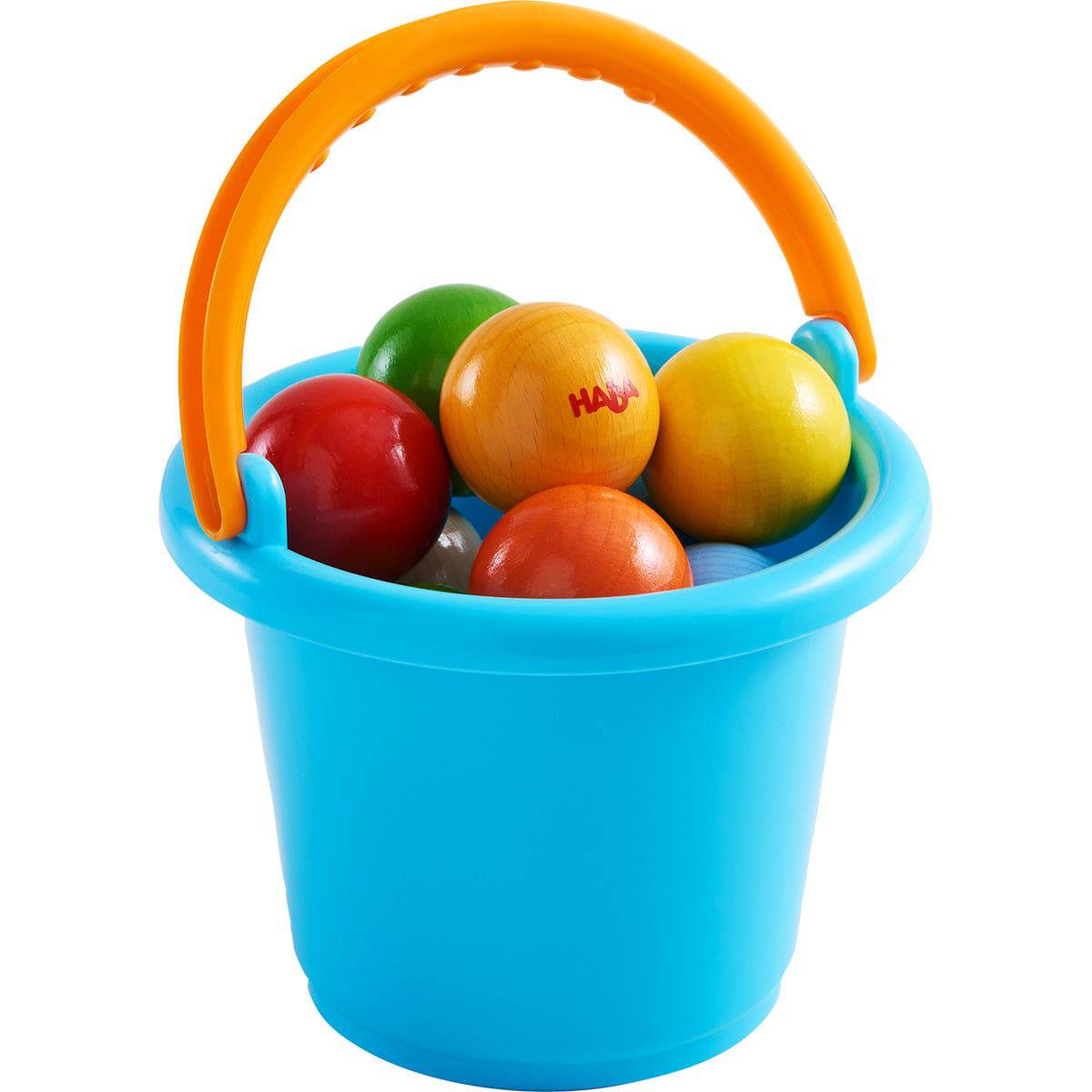 Kullerbu Bucket of 13 Assorted Wooden Balls