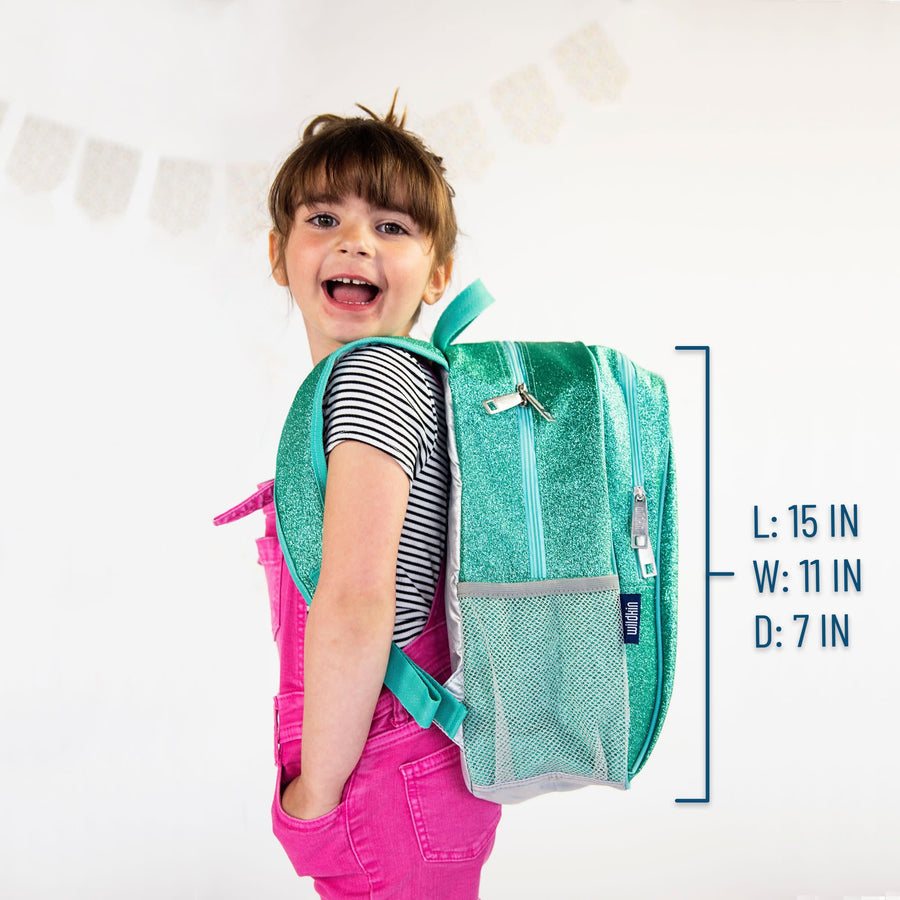 Blue Glitter 15 Inch Backpack