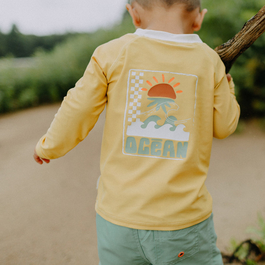 YELLOW LONG SLEEVE BATHING T-SHIRT, BABY