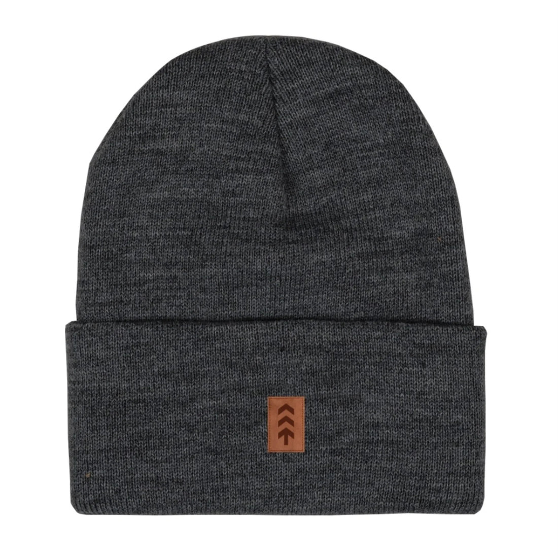 Leather Patch Logo Beanie - Charcoal Heather