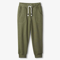 Boys Green Melange Slim Fit Joggers