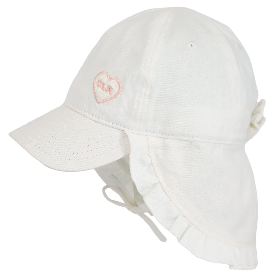 Ball Hat with Neck Flap - White