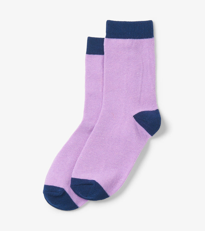 Lilac & Navy Crew Socks