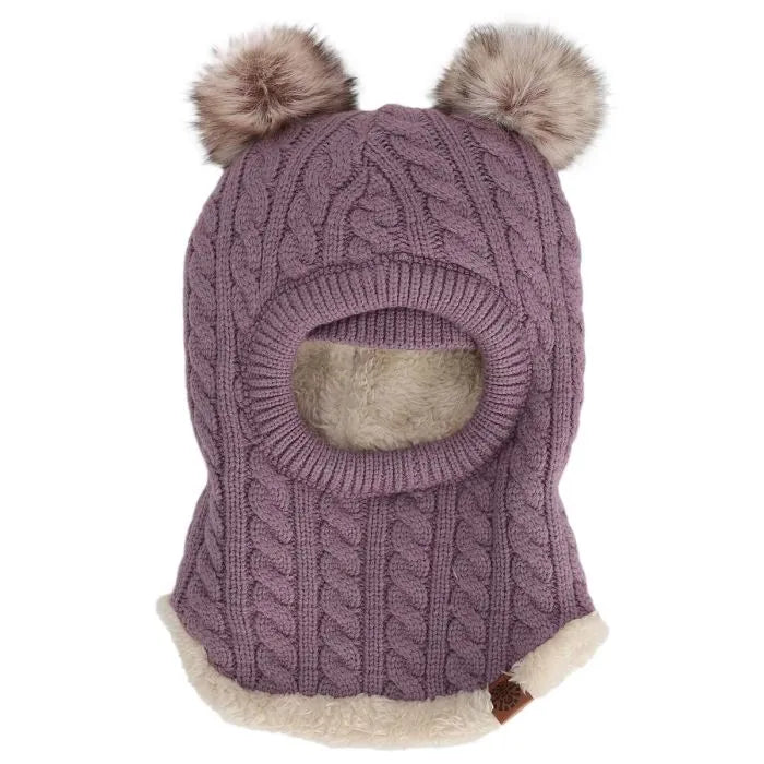 Knit Touch Balaclava With Pompom (Multiple Colours)