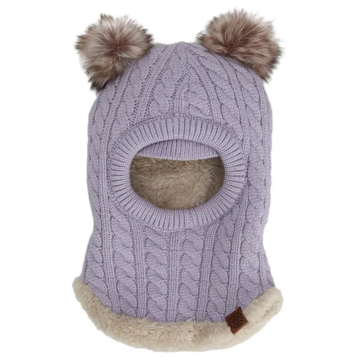 Knit Touch Balaclava With Pompom (Multiple Colours)