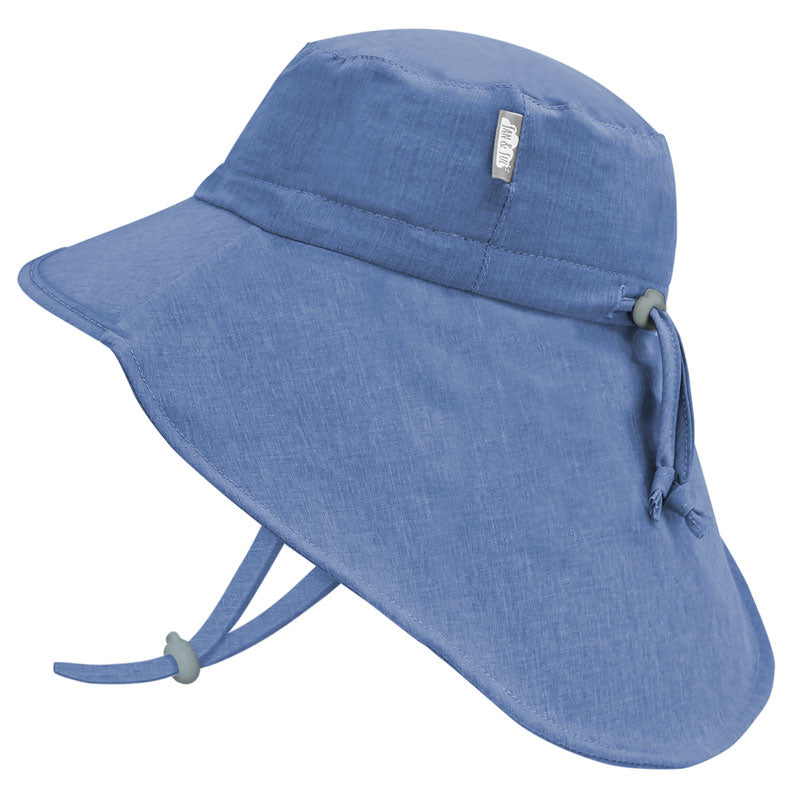 Kids Water Repellent Adventure Hats | Blue with Trim