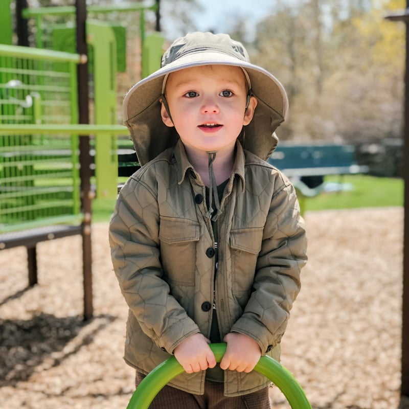 Kids Water Repellent Adventure Hats | Army Green