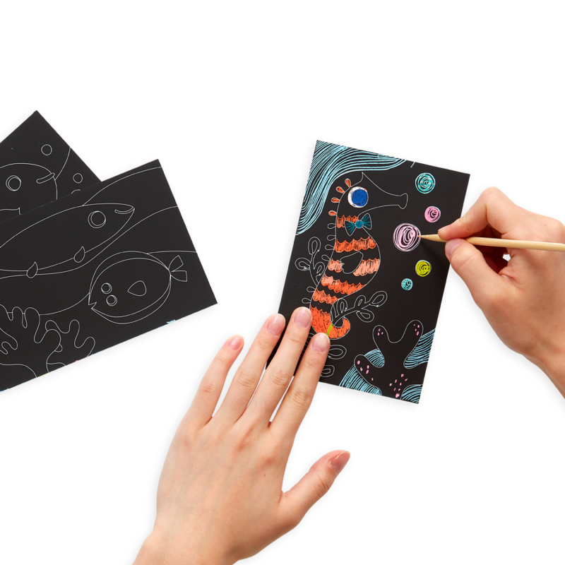 friendly fish scratch and scribble mini scratch art kit