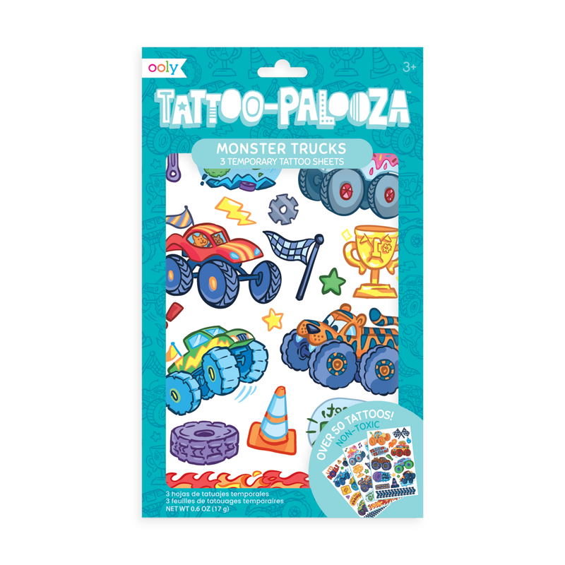 tattoo-palooza temporary tattoos - monster truck - 3 sheets