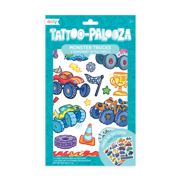 tattoo-palooza temporary tattoos - monster truck - 3 sheets