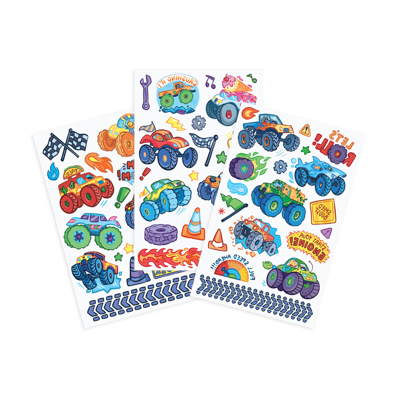 tattoo-palooza temporary tattoos - monster truck - 3 sheets