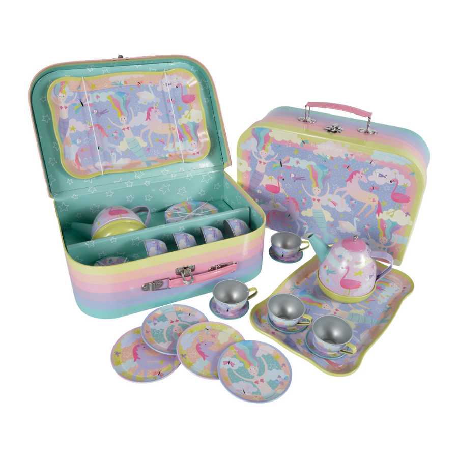 MUSICAL TIN TEA SET 15 PIECE - FANTASY