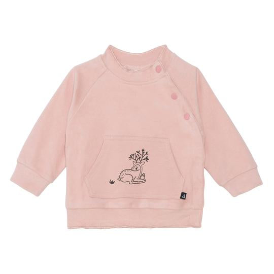 Super Soft Fleece Top With Pocket Pink Printed