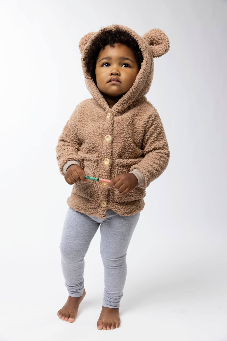 Bear Button Coat - Beige