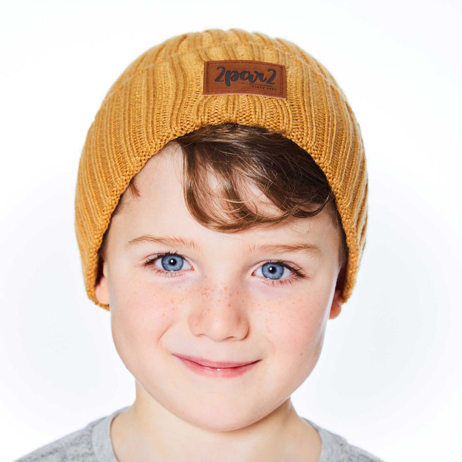 Knit Hat Brown-Yellow