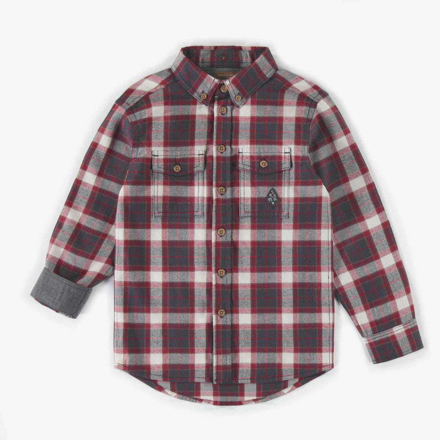 RED AND WHITE BRUSHED FLANNEL PLAID SHIRT, CHILD – Trendy Tots