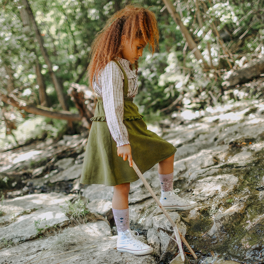 PEACH SKIN POPLIN GREEN PLAID BLOUSE, CHILD