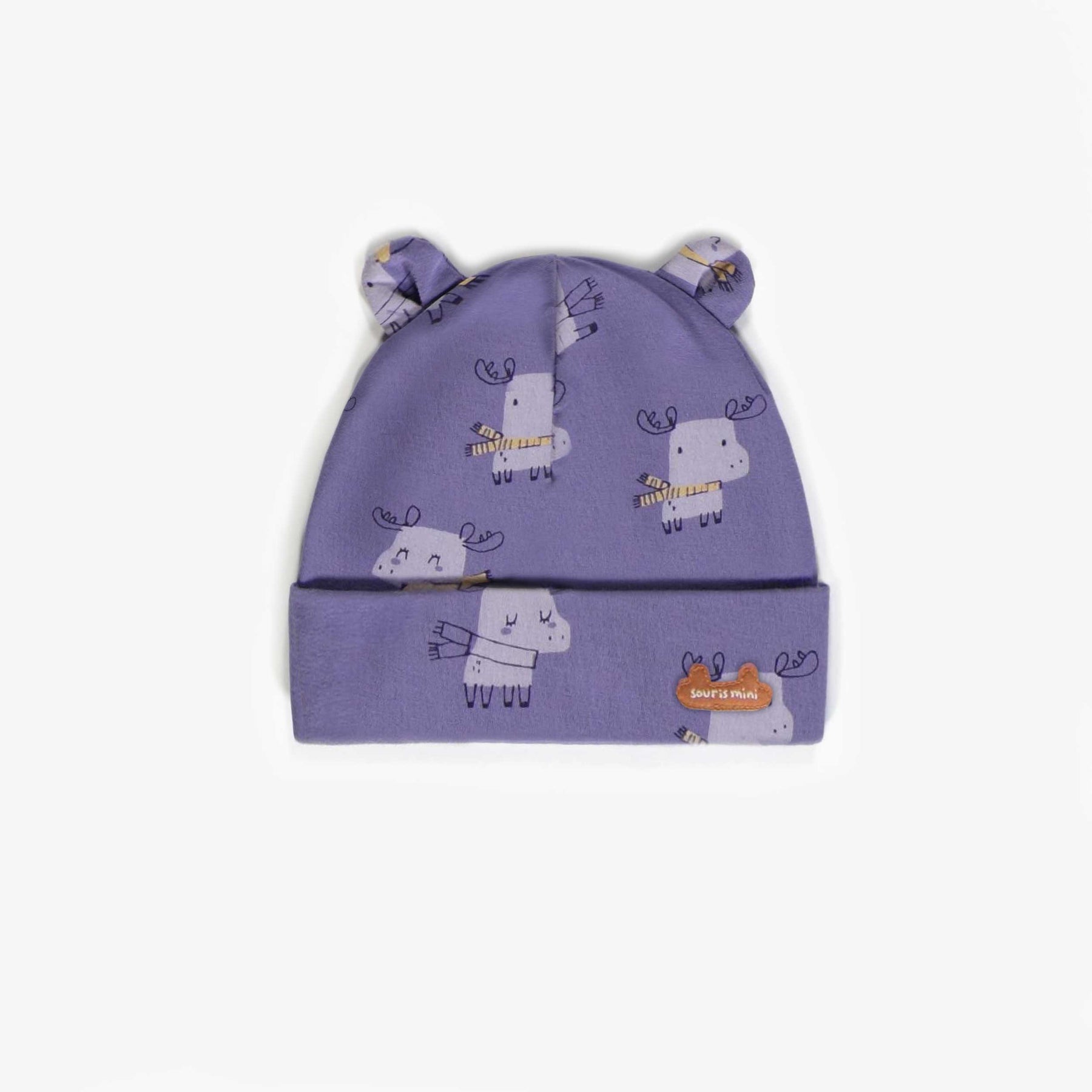 PURPLE PATTERNED HAT ORGANIC COTTON, NEWBORN