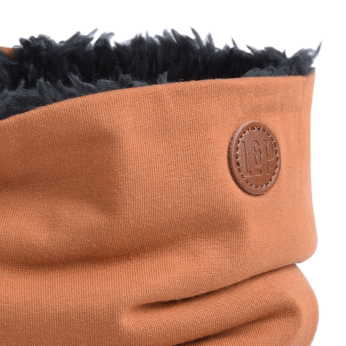 Sherpa-Lined Cotton Neck Gaiter (Caramel)