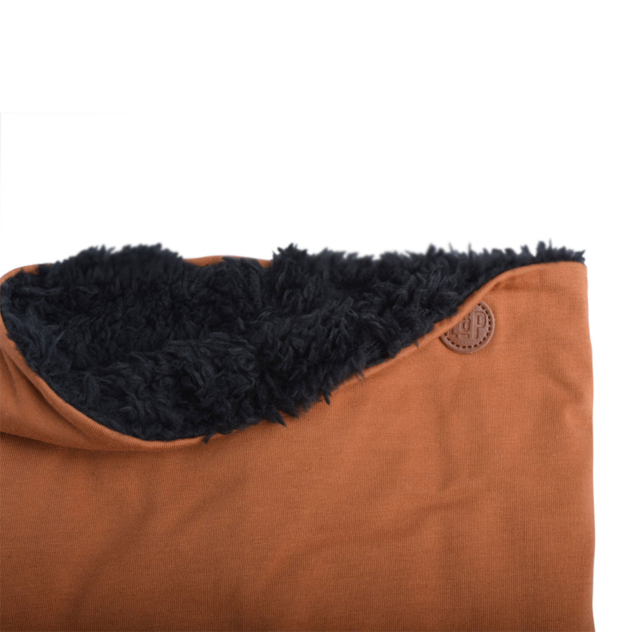 Sherpa-Lined Cotton Neck Gaiter (Caramel)