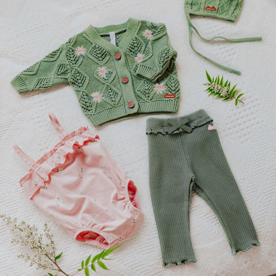 GREEN KNITTED CARDIGAN, NEWBORN