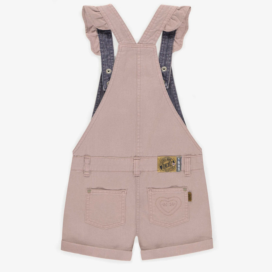 SHORT OVERALL IN PINK COLORED STRETCH DENIM, CHILD