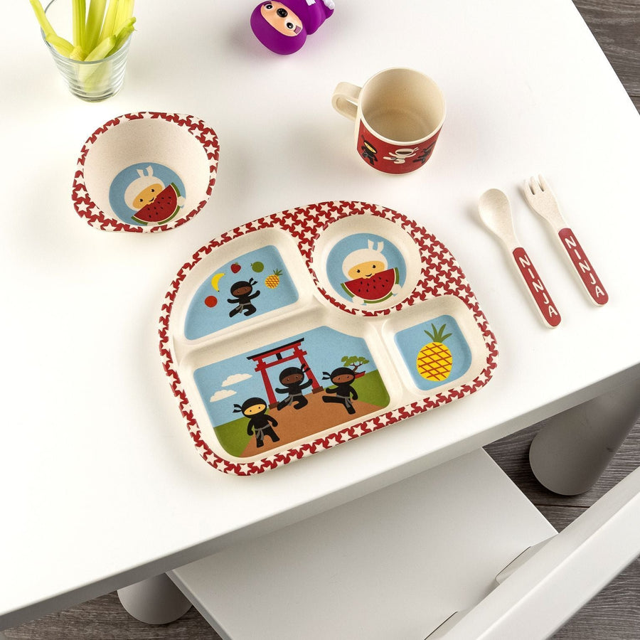 Five Piece Bamboo Dish Set - Ninjas