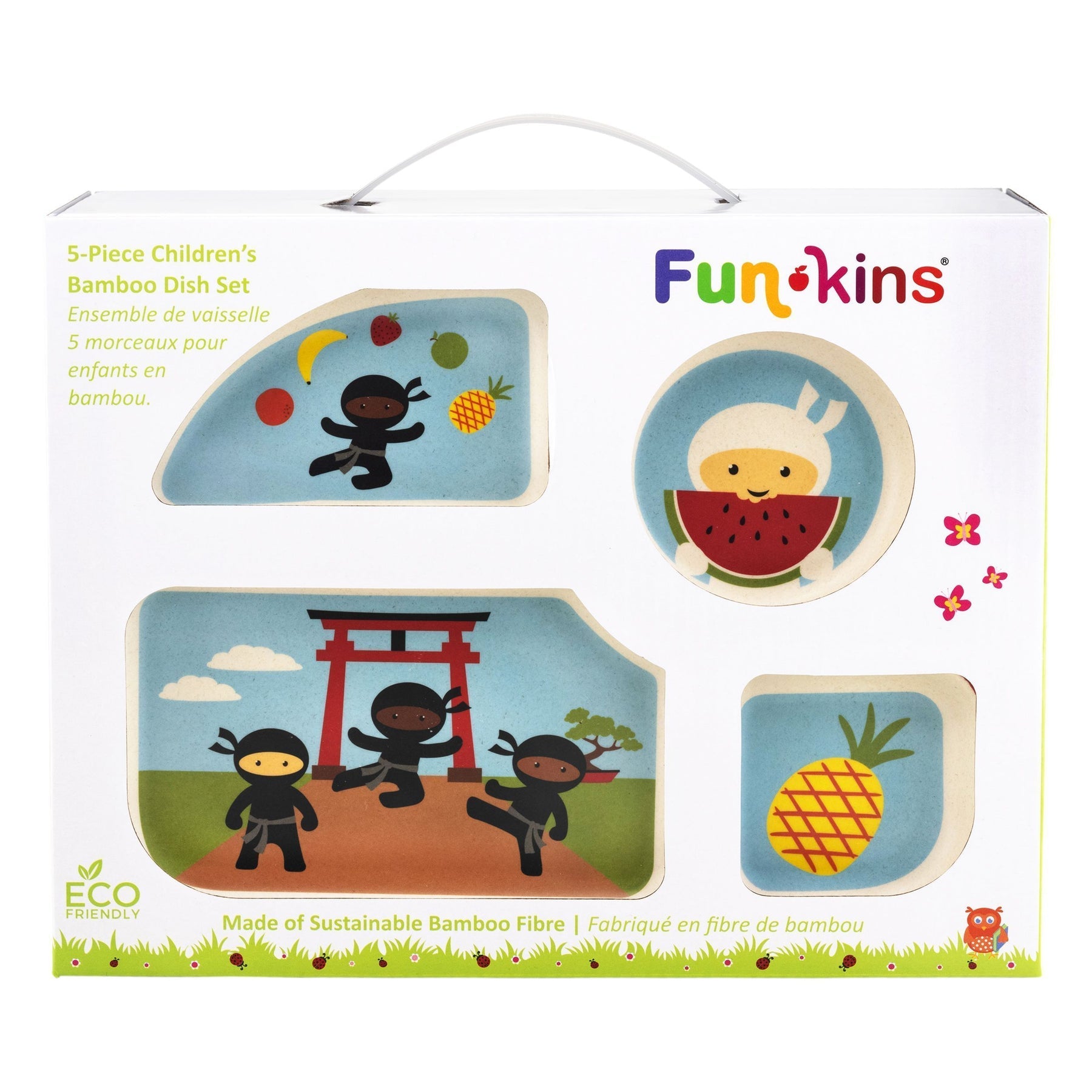 Five Piece Bamboo Dish Set - Ninjas