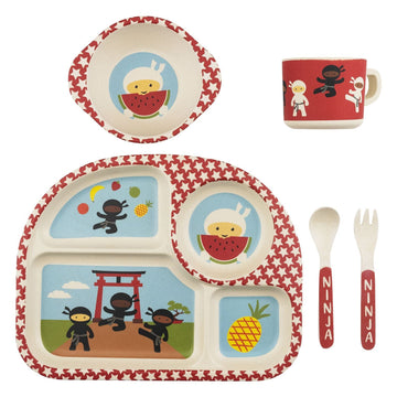 Five Piece Bamboo Dish Set - Ninjas