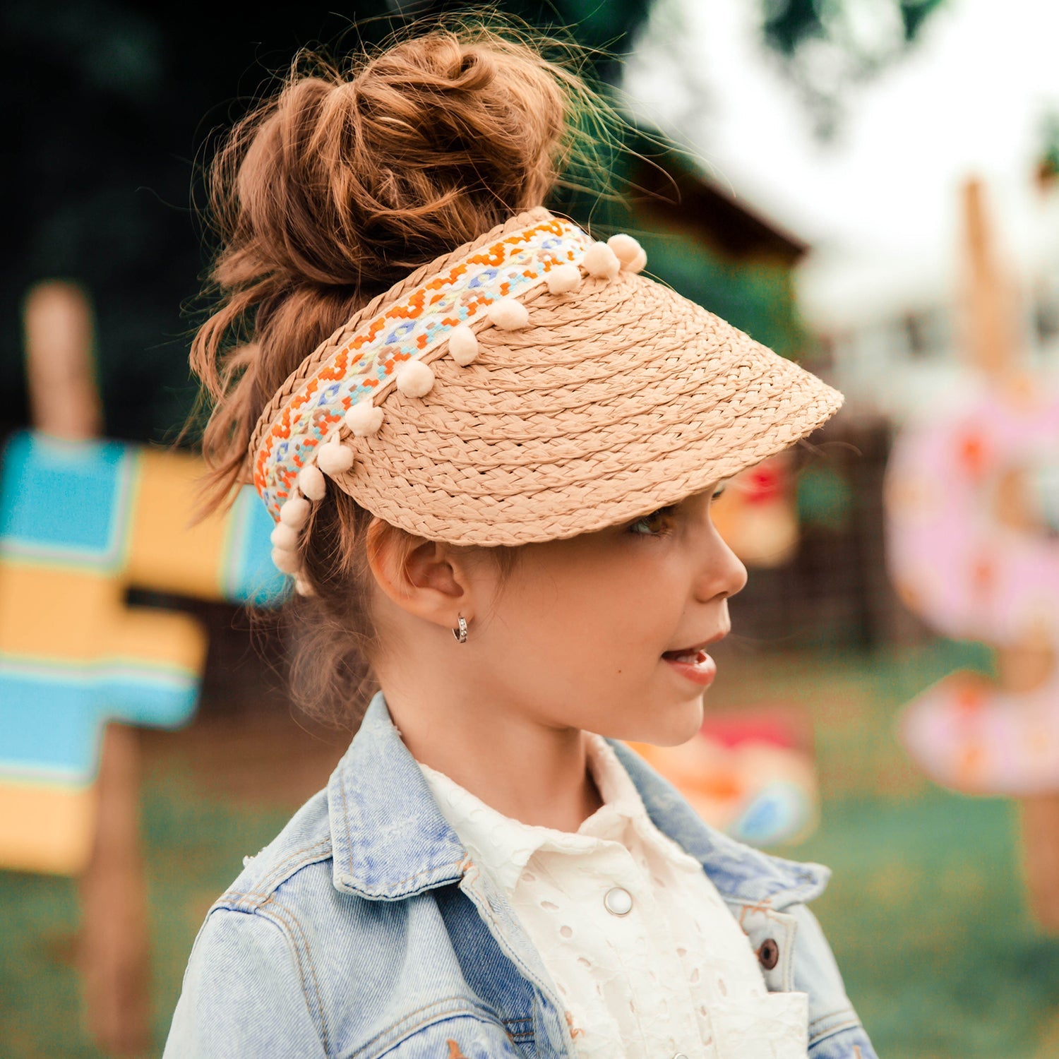 POMPOM STRAW VISOR