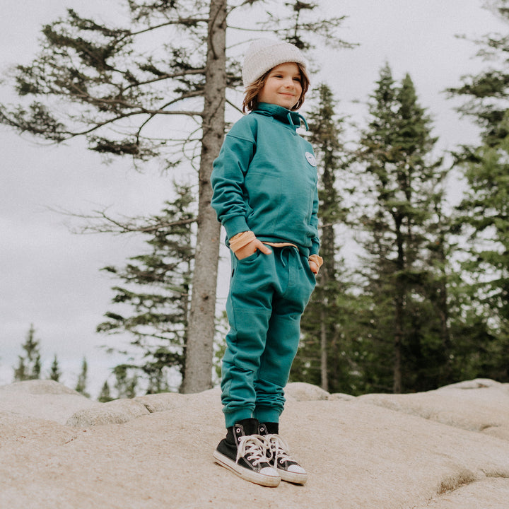 GREEN JOGGING PANTS IN FRENCH COTTON, CHILD