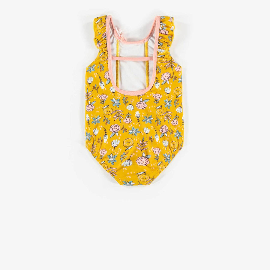 YELLOW FLORAL ONE-PIECE SWIMSUIT, BABY GIRL