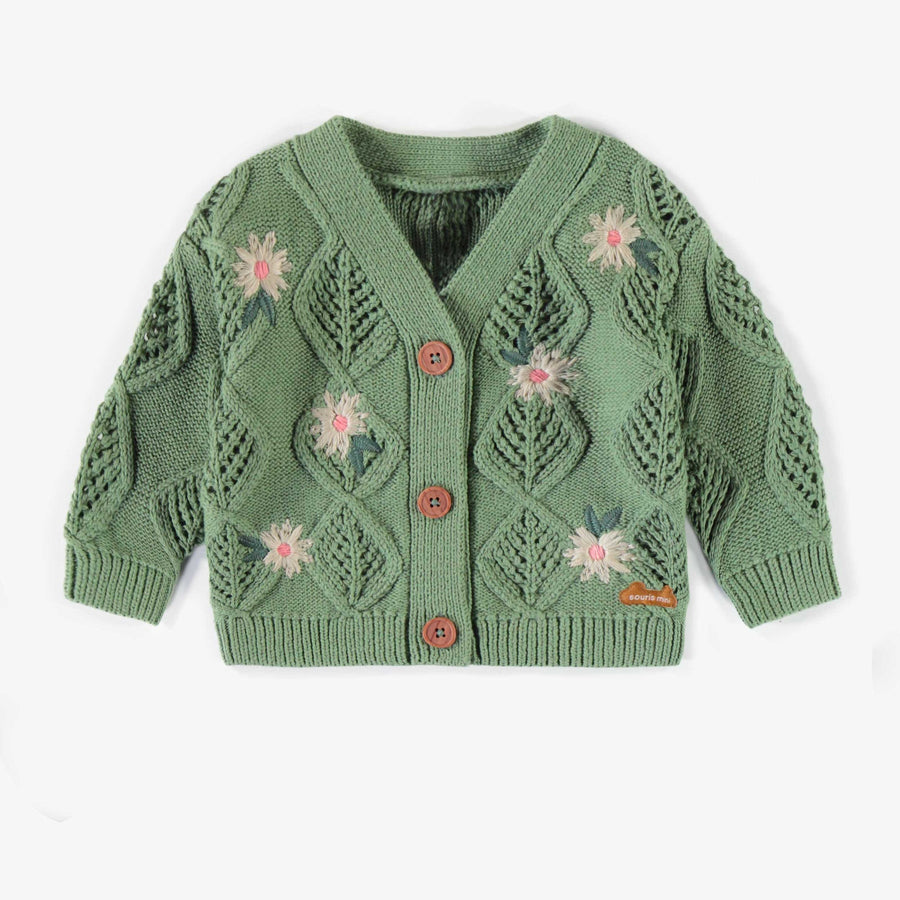 GREEN KNITTED CARDIGAN, NEWBORN