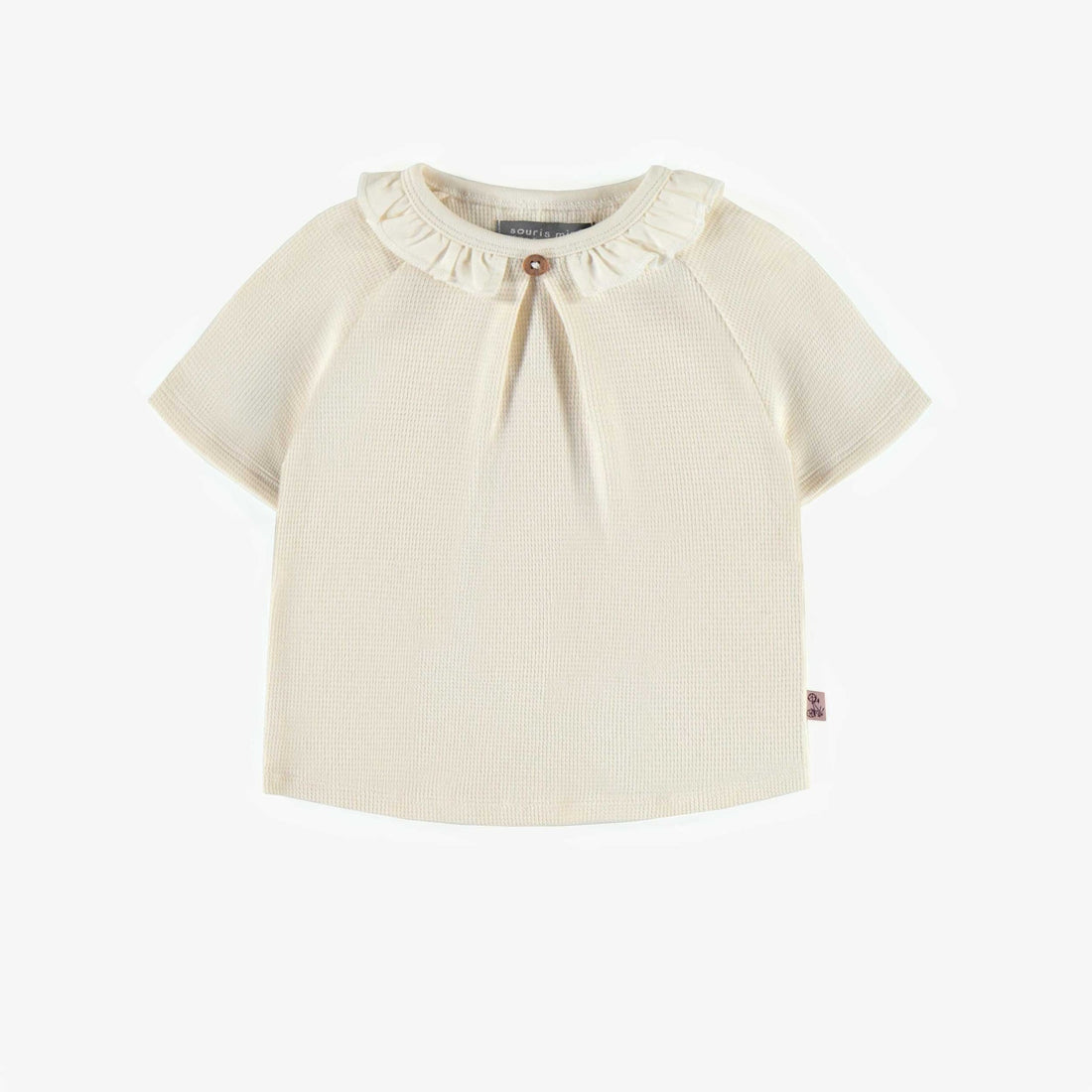 CREAM SHORT-SLEEVED T-SHIRT IN WAFFLE JERSEY, BABY