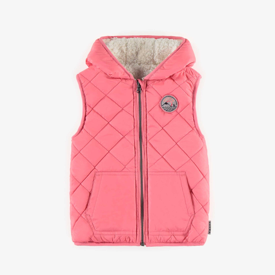 REVERSIBLE PINK NO SLEEVE VEST IN NYLON AND SHERPA, CHILD – Trendy