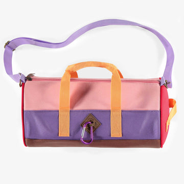 PURPLE COLOR BLOCK ROUND SHAPE BAG WITH SHOULDER STRAP, CHILD