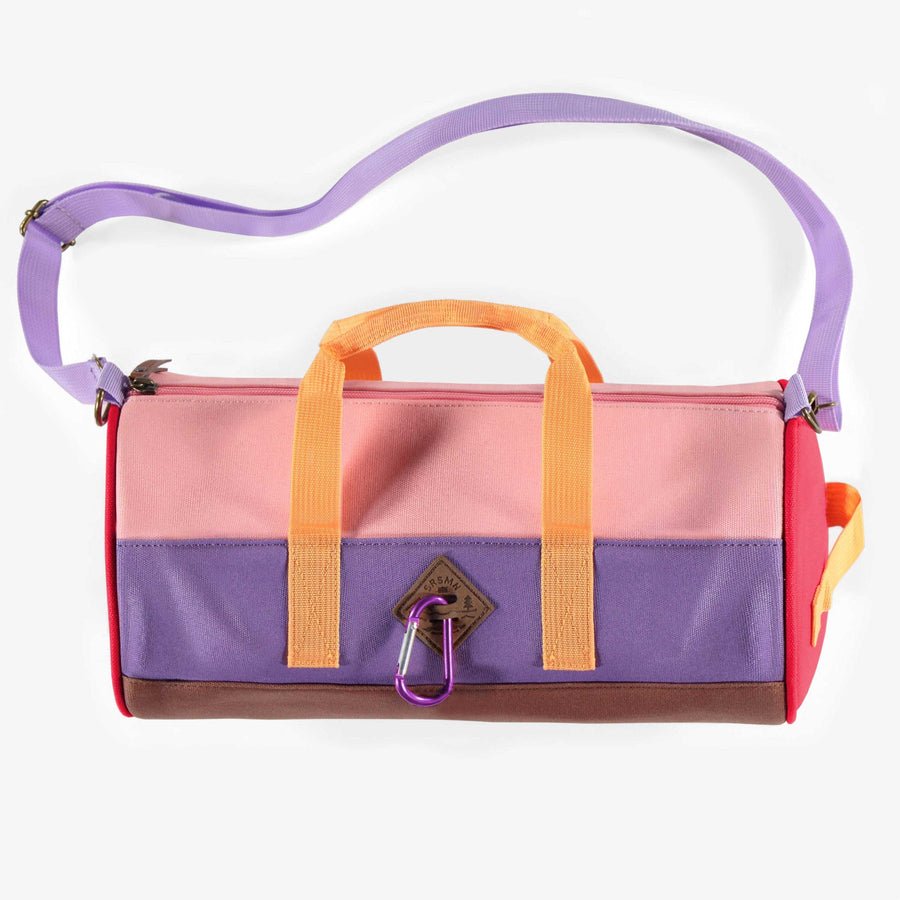 PURPLE COLOR BLOCK ROUND SHAPE BAG WITH SHOULDER STRAP, CHILD