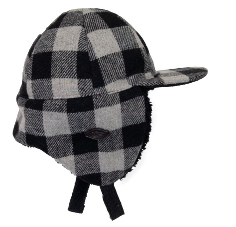 Plaid Wool Blend Hat - Grey