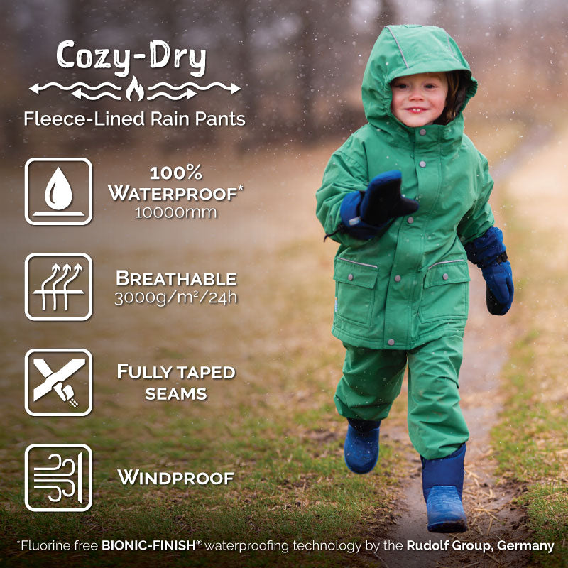 Cozy-Dry Rain Pants (Fleece Lined) | Black