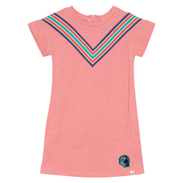 FLEECE DRESS WITH MULTICOLOR STRIPES IN LIGHT CORAL, GIRL