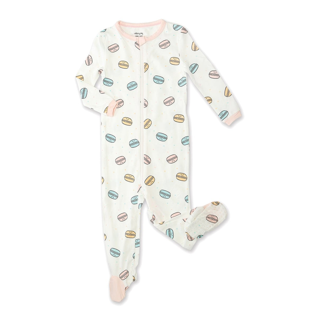 Organic Cotton Zip-up Footies (Petite Macaron Print)