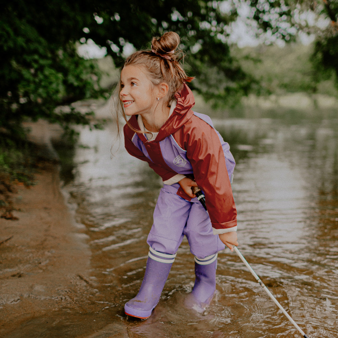 PURPLE HOODED WATERPROOF COAT, CHILD